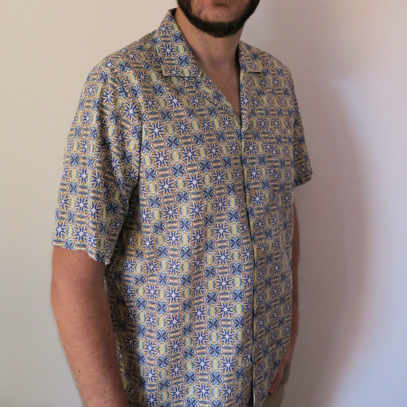 Thai Slide 3E - short sleeve shirt, 100% cotton, wooden buttons, oversized fit