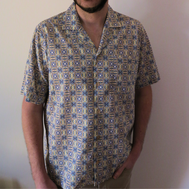 Thai Slide 3E - short sleeve shirt, 100% cotton, wooden buttons, oversized fit