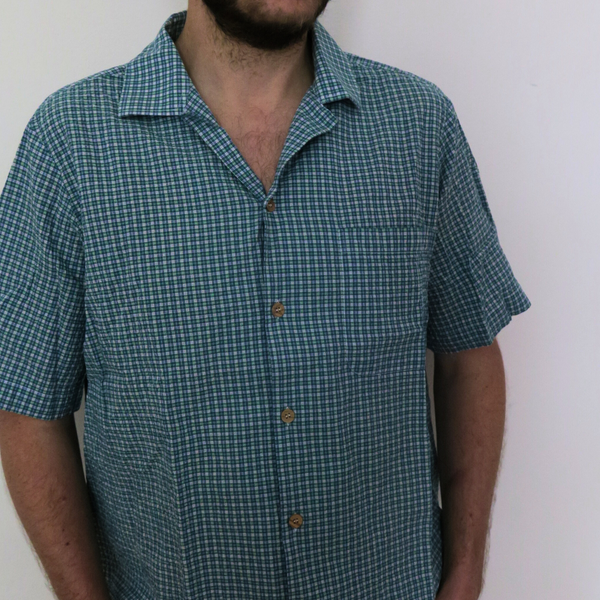 Thai Start 7D - shirt in seersucher cotton, bowling collar, oversized fit