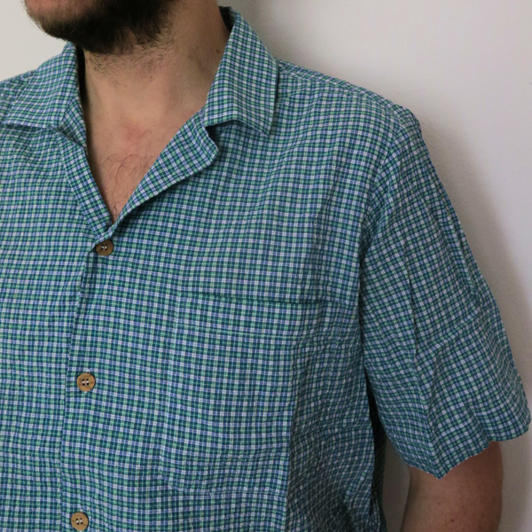 Thai Start 7D - shirt in seersucher cotton, bowling collar, oversized fit
