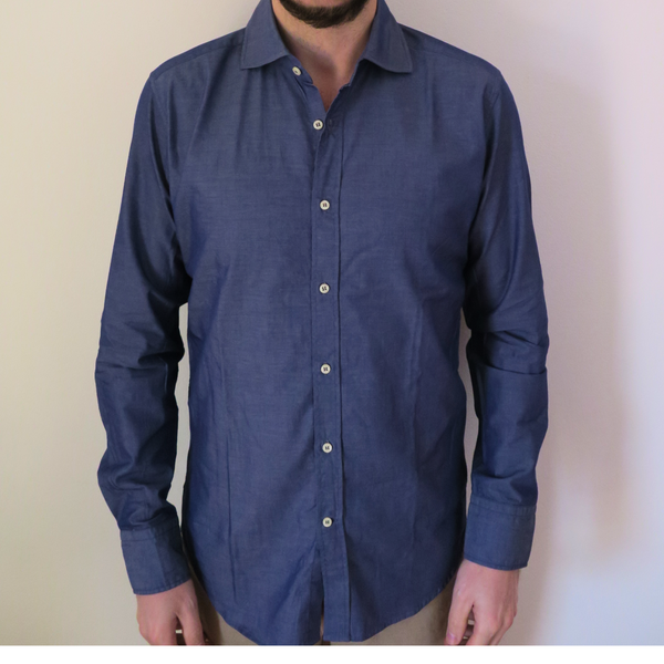 Seven Porter 1 - shirt, 100% cotton, blue, slim fit