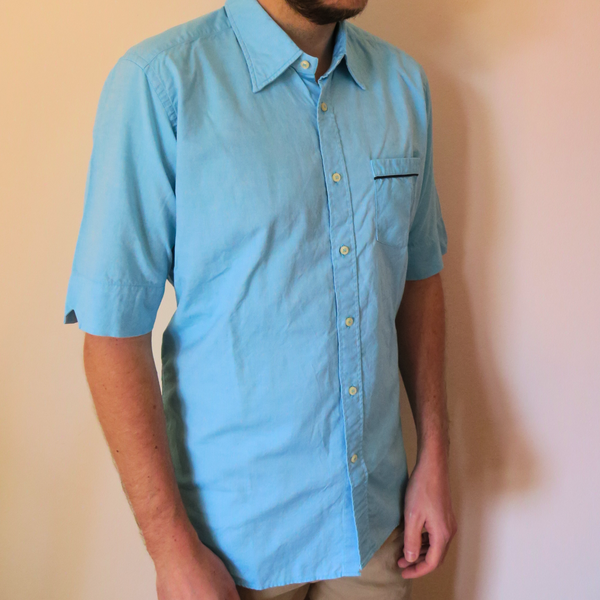 Oxy Blues 4 - shirt in Oxford cotton, relaxed fit, short sleeves, light blue