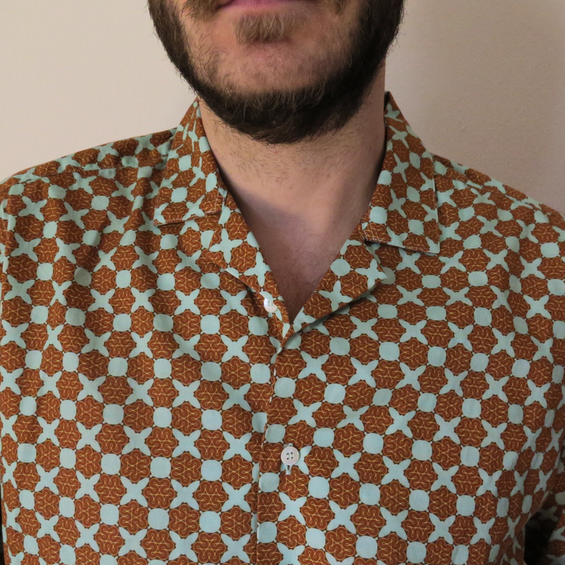 Monk Fanct 1E - shirt, 100% cotton, Korean collar, brown, slim fit