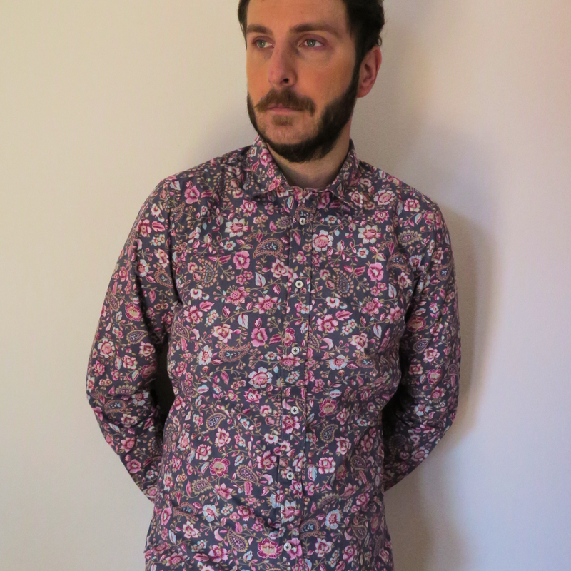 120 Gold 3 - shirt 100% cotton, unique fantasy print, Italian collar.